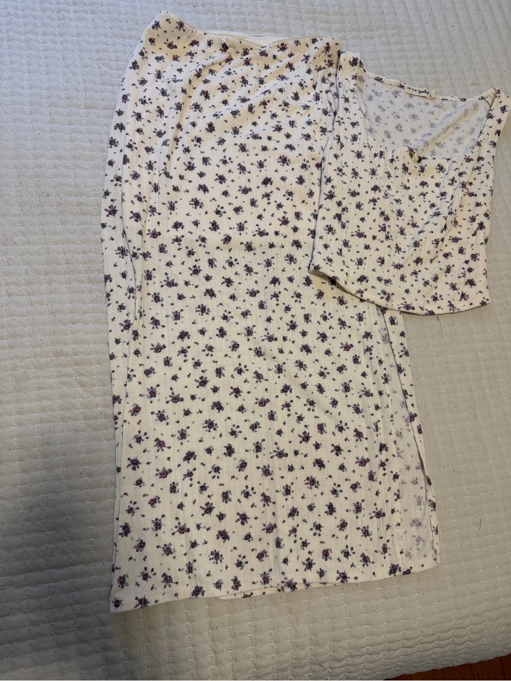 Floral Print White and Purple Skirt Set - Lightweight Matching Two-Piece